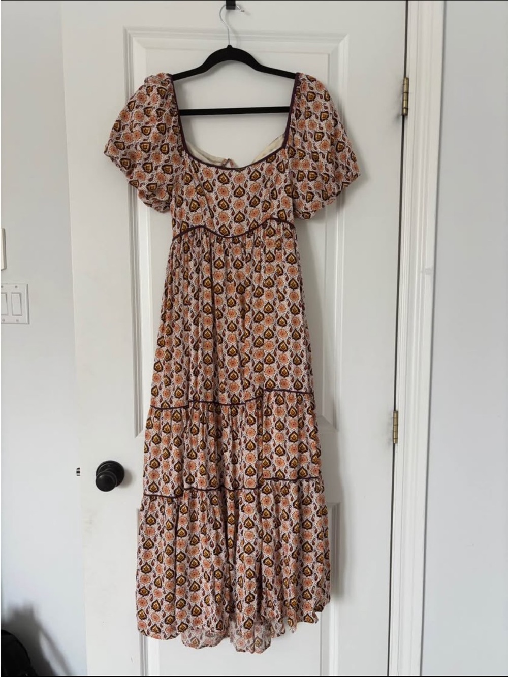 Pinkblush Floral Tiered Maxi Dress in Cream, Brown and Orange